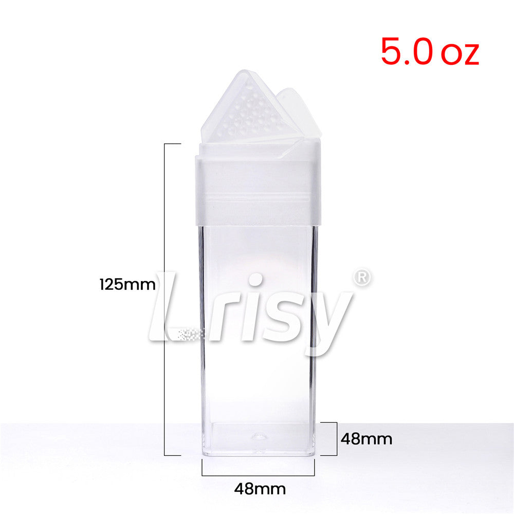 5 OZ Pack of 15 Pcs Square Glitter Shaker Jars 48 x 48 x 125mm