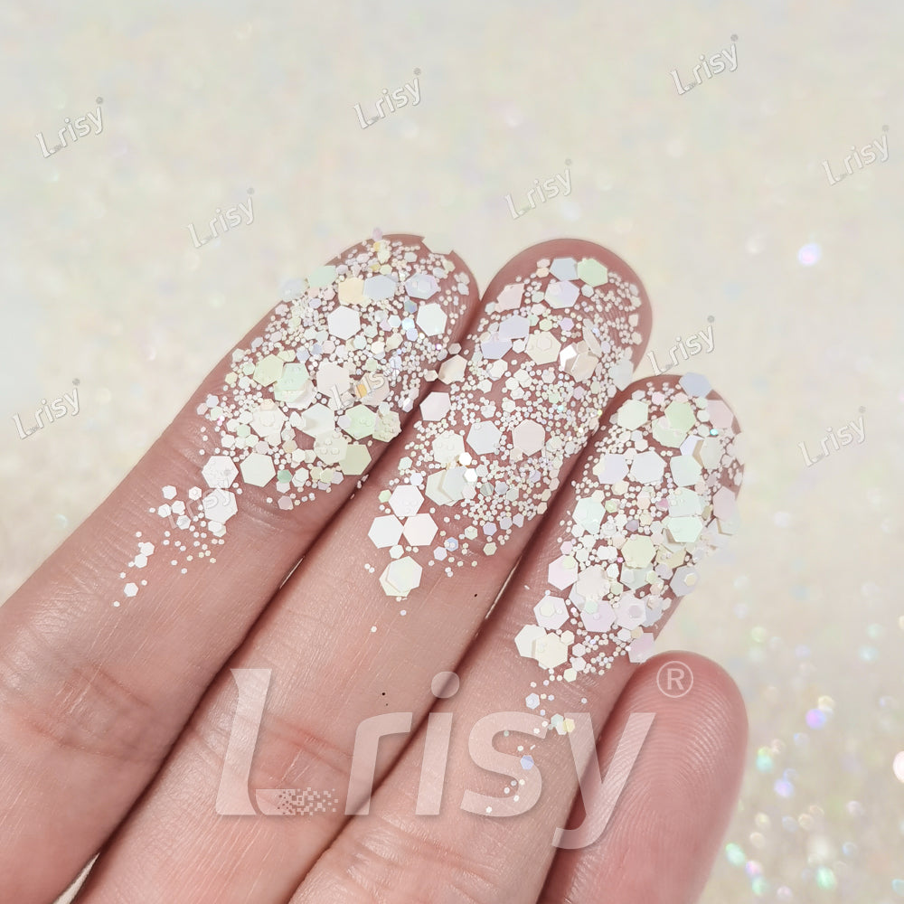 Macaron Color General Mixed Iridescent White Glitter FC-E8030