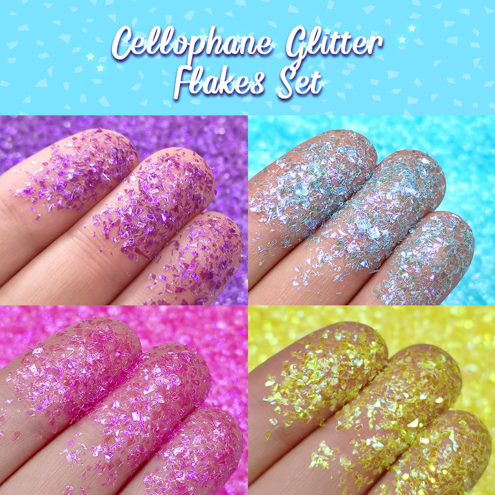 Lrisy Exclusively 28 Colors Iridescent Cellophane Glitter Shards (Flakes) Set/Kits (Total 280g)