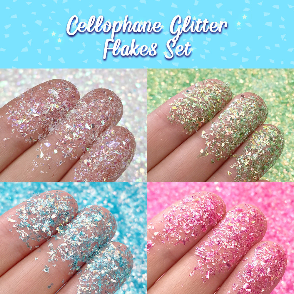 Lrisy Exclusively 28 Colors Iridescent Cellophane Glitter Shards (Flakes) Set/Kits (Total 280g)