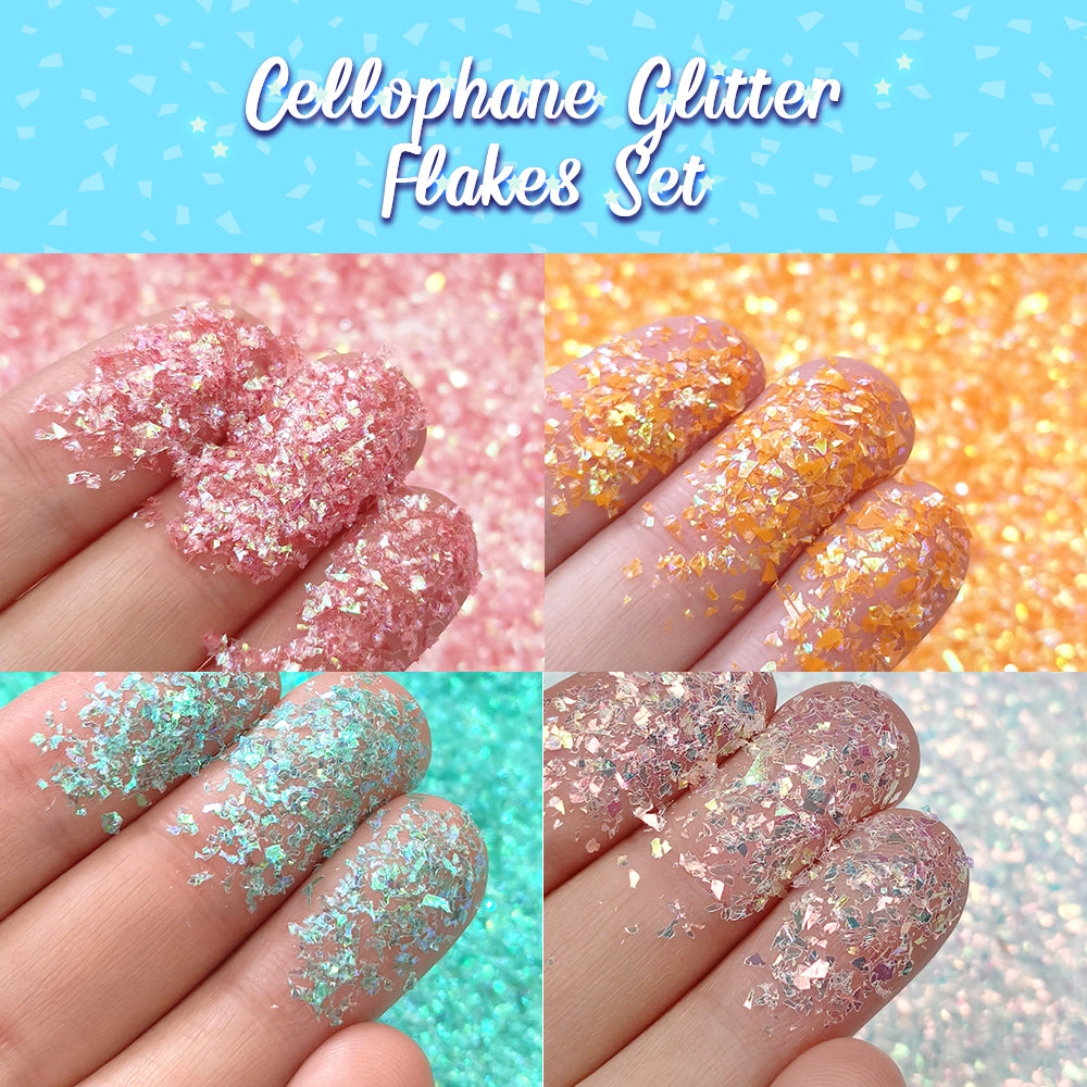 Lrisy Exclusively 28 Colors Iridescent Cellophane Glitter Shards (Flakes) Set/Kits (Total 280g)