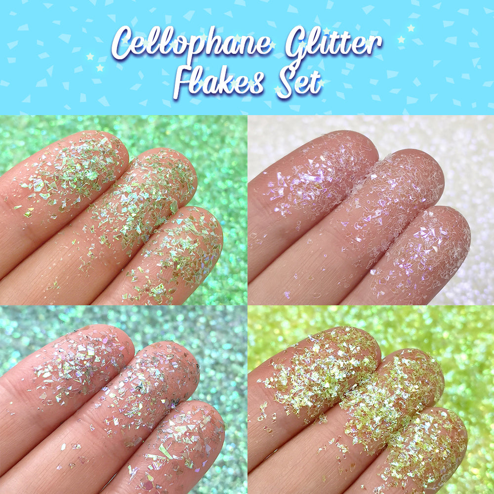 Lrisy Exclusively 28 Colors Iridescent Cellophane Glitter Shards (Flakes) Set/Kits (Total 280g)