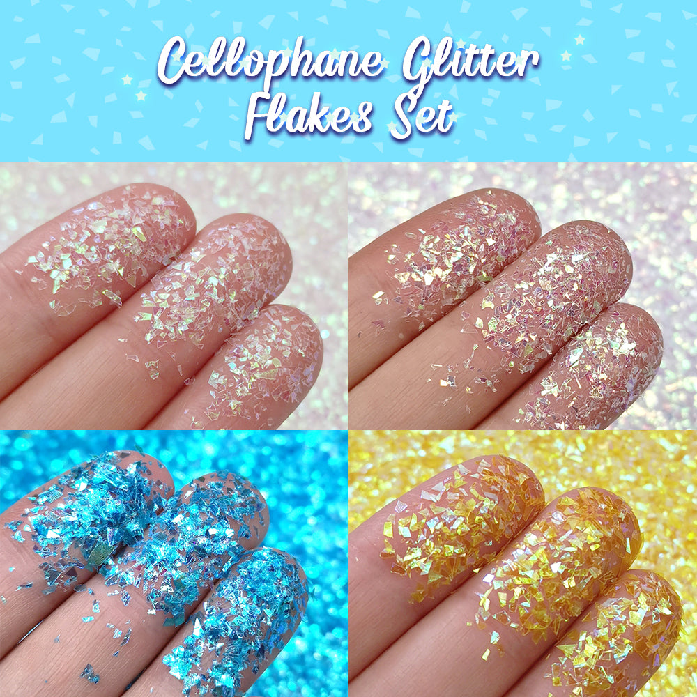 Lrisy Exclusively 28 Colors Iridescent Cellophane Glitter Shards (Flakes) Set/Kits (Total 280g)