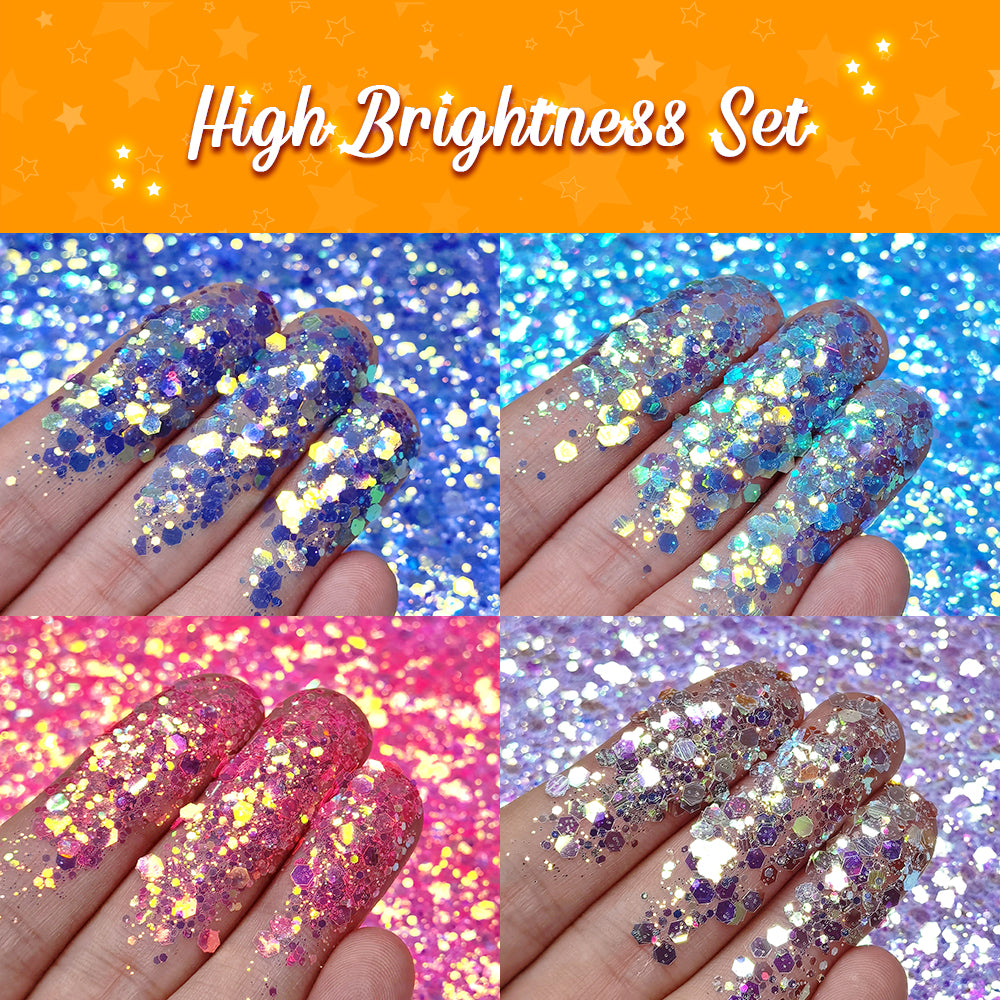 Lrisy High Brightness Glitter Set/Kits 12 Colors (Total 120g)