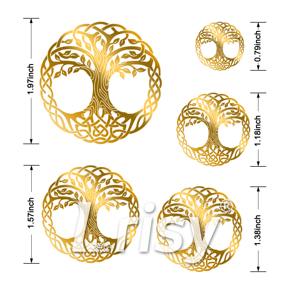 5 Size In 1 Set Tree of Life Coppering Metal Sticker Golden Stuffers ZJ302