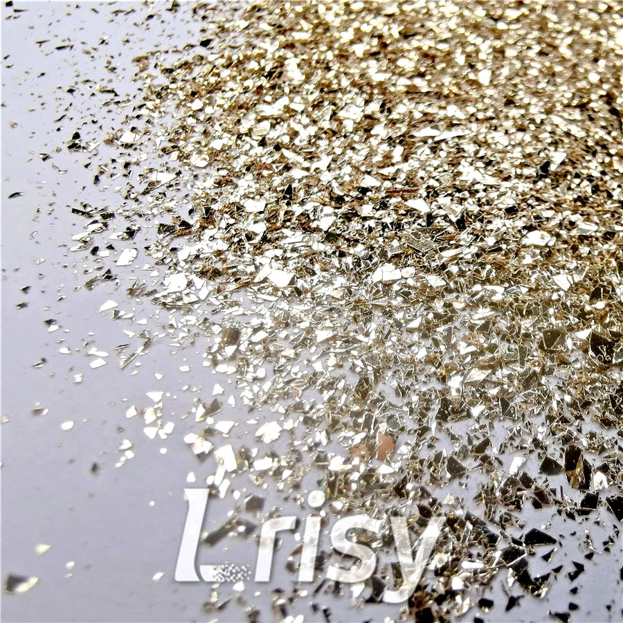 Champagne Gold Opa Cellophane Shard Confetti Glitter Sprinkle Toppings B0212 2x2