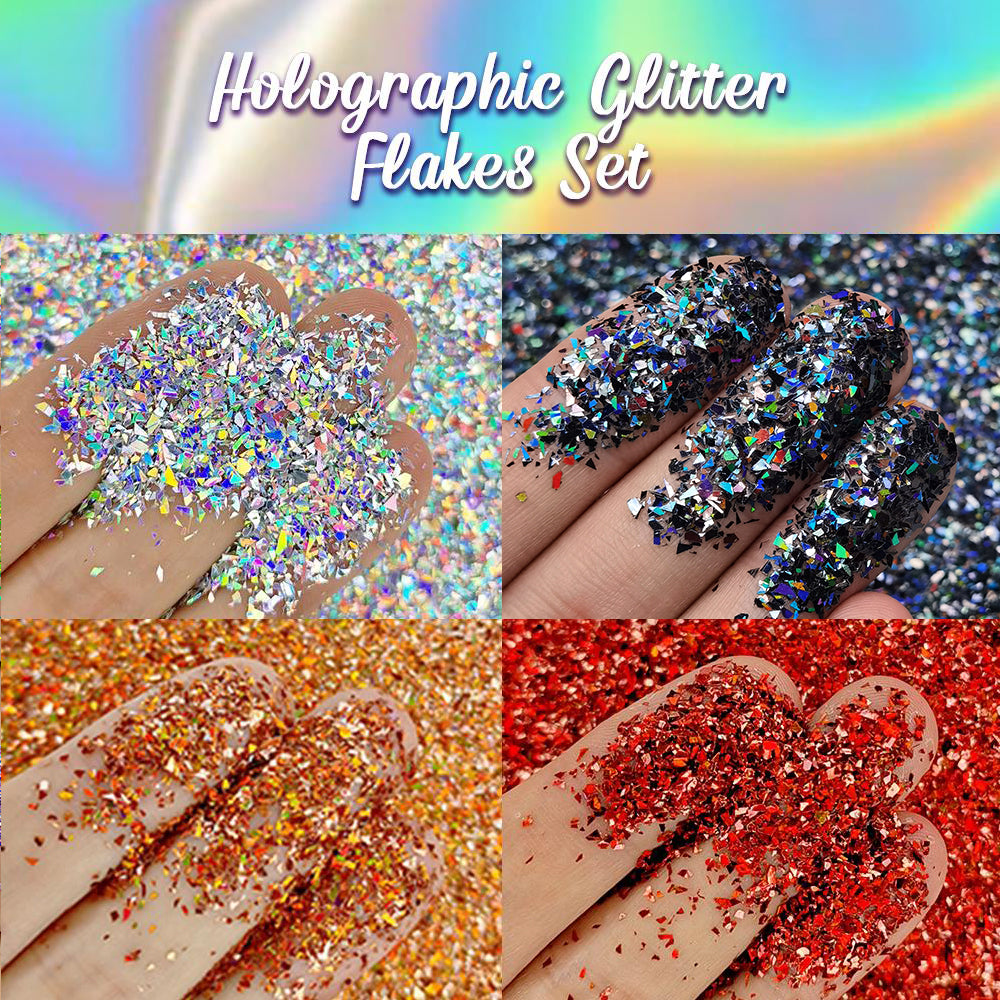 Lrisy 16 Colors Holographic Glitter Holo Shards (Flakes) Set/Kits (Total 160g)