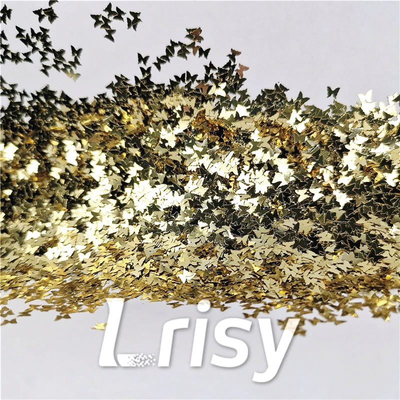 3mm Butterfly Shaped Champagne Gold Glitter B0212