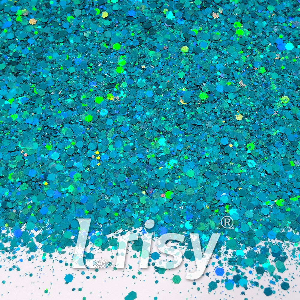 General Mixed Holographic Lake Blue Glitter Hexagon Shaped LB0701