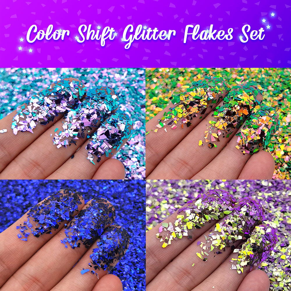 Lrisy Phantom Color Shift Chameleon Glitter Shards (Flakes) Set/Kits 12 Colors (Total 120g)