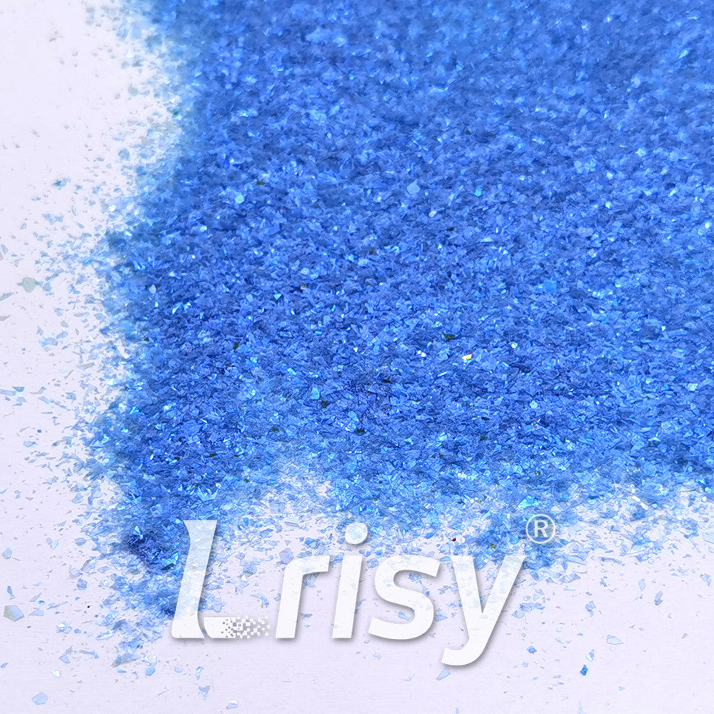 High Brightness Blue Iridescent Cellophane Glitter Shards (Flakes) FC347 2x2