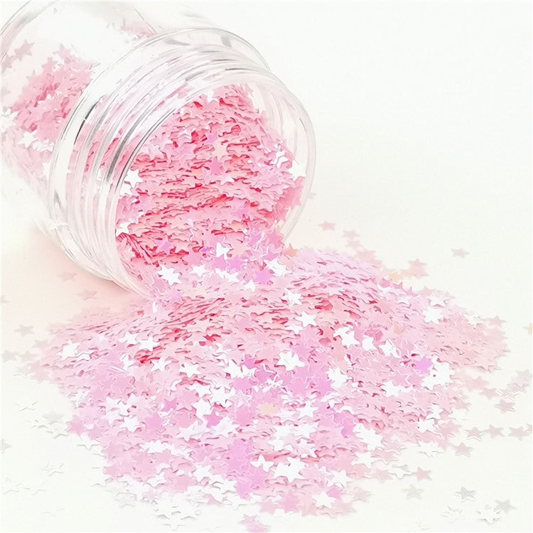 3mm Star Shapes Rose Pink Glitter C018R