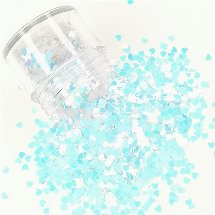 3mm Heart Ice Blue Glitter C021R