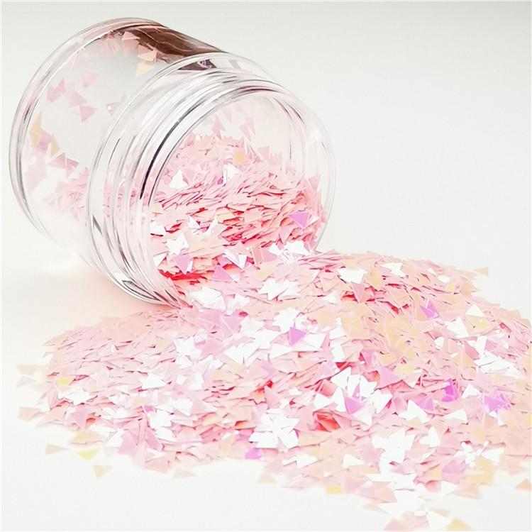 3mm Triangle Shapes Rose Pink Glitter C018R