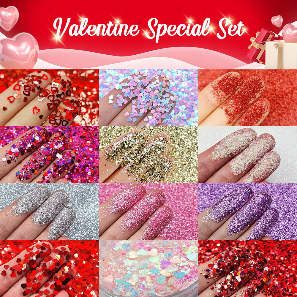 Lrisy Valentine Glitter Special Set/Kits 12 Colors (Total 120g)