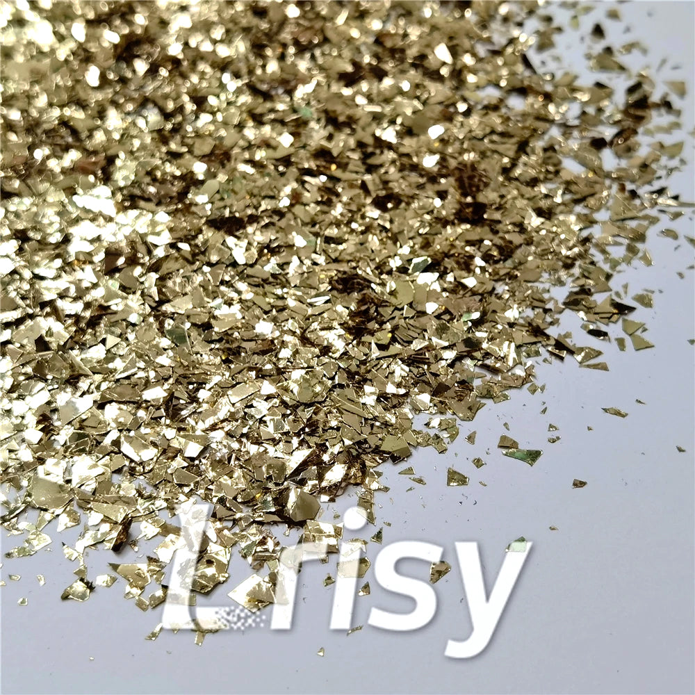 Champagne Gold Cellophane Glitter Flakes Shards B0212 4x4