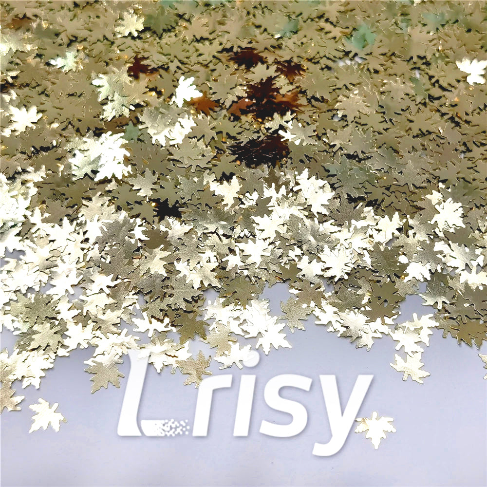 6mm Champagne Gold Maple Leaf Leaves Shaped Glitter B0212