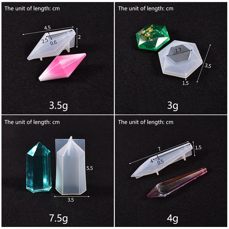 Pack of 24 Divination Crystal Pendant Resin Silicone Mold