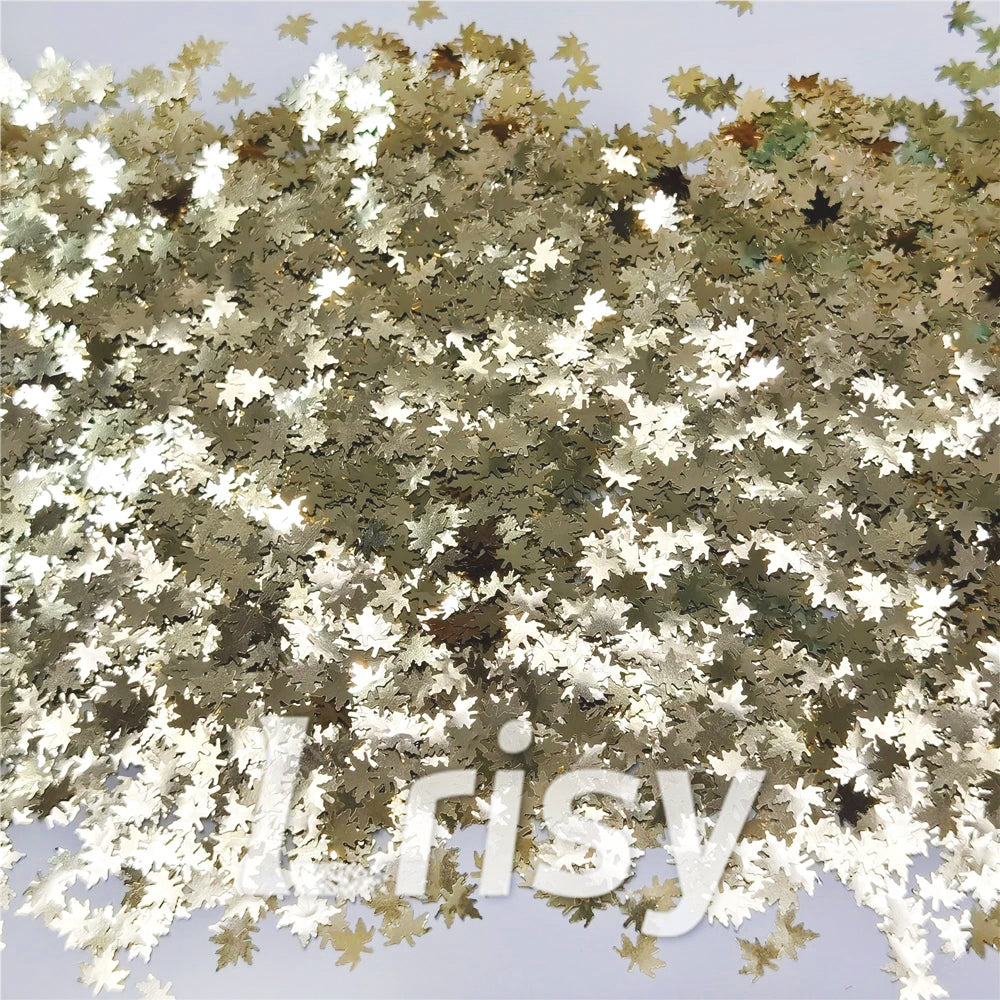 6mm Champagne Gold Maple Leaf Leaves Shaped Glitter B0212