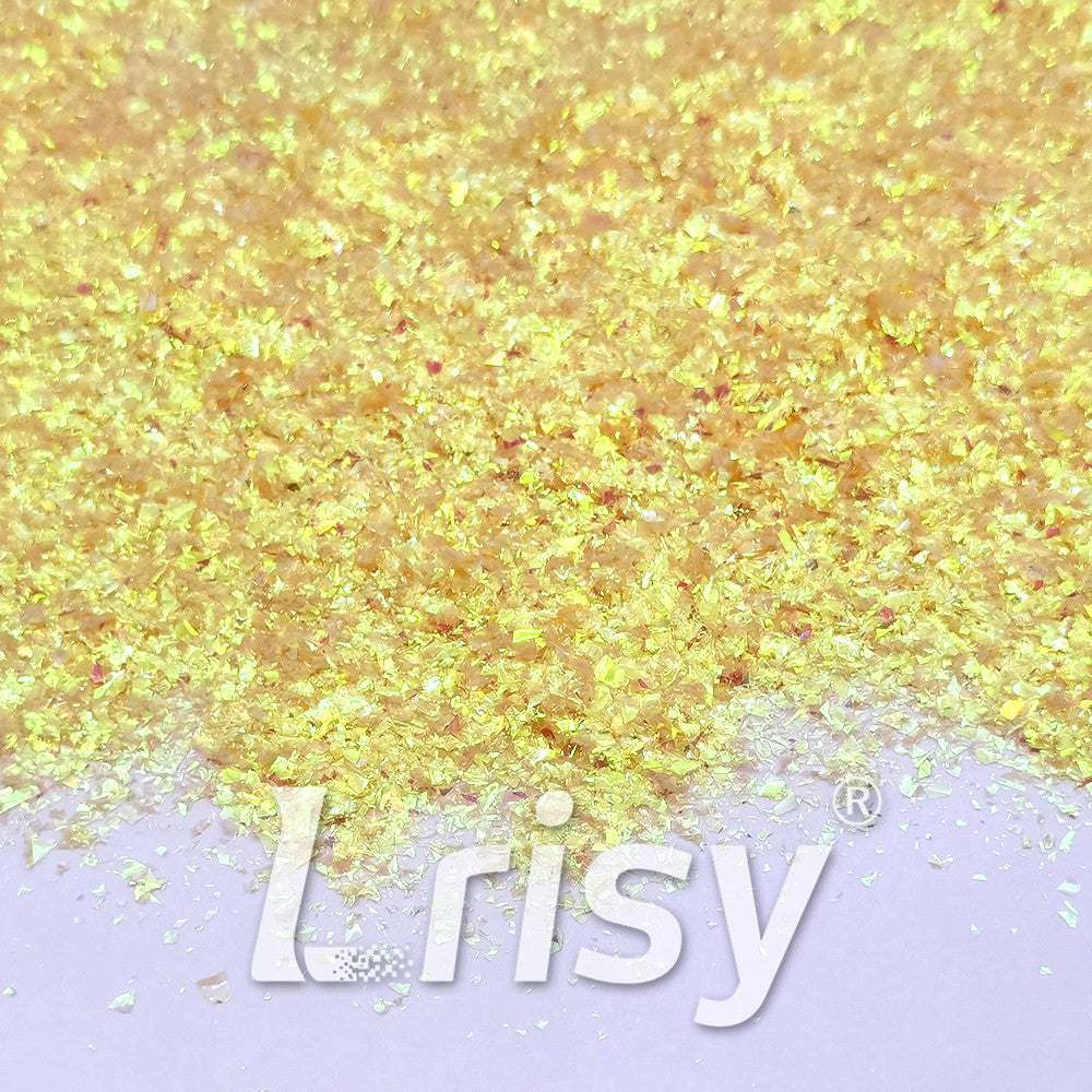 Iridescent Pale Yellow Professional Cosmetic Cellophane Glitter Shards (Flakes) FCH12 2x2