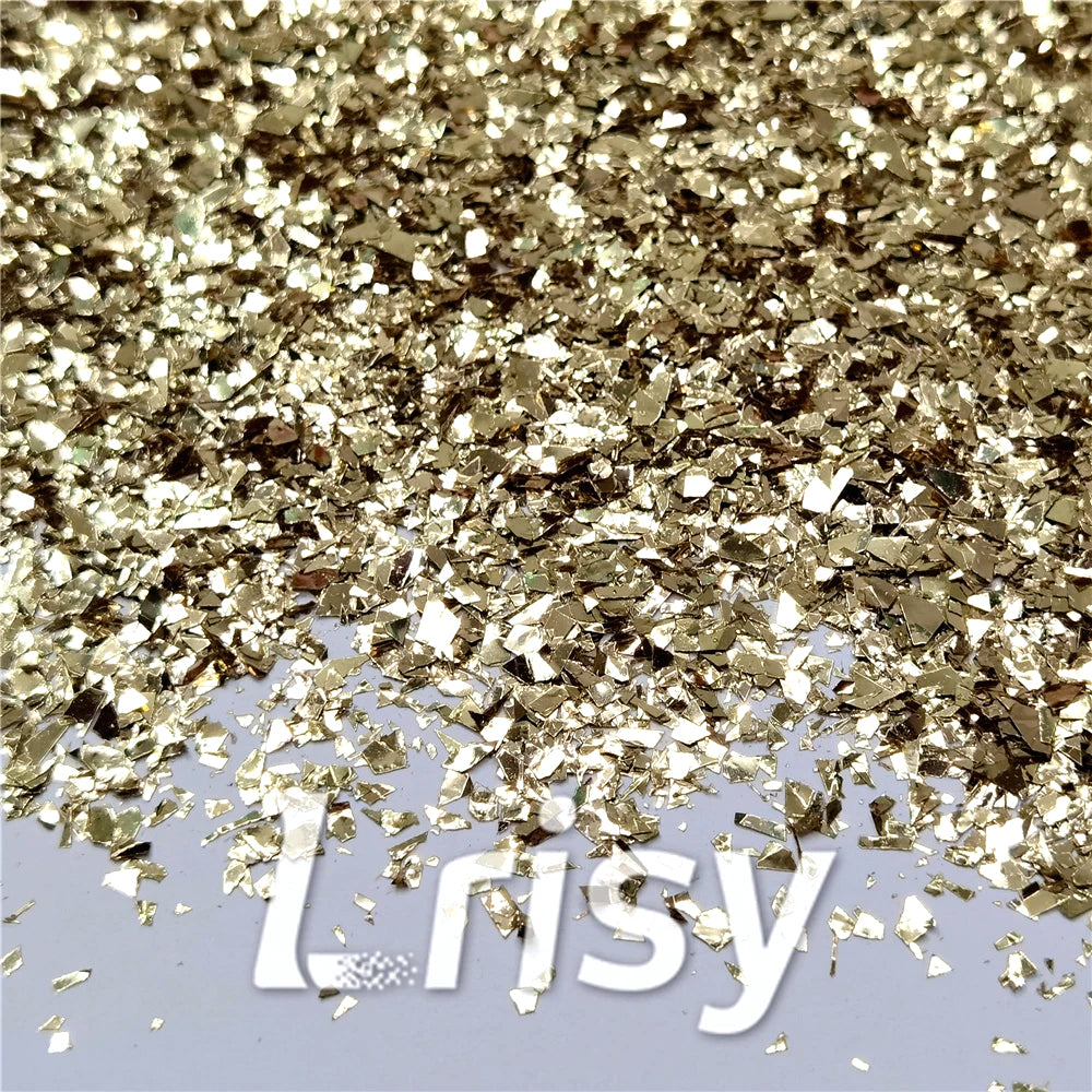 Champagne Gold Cellophane Glitter Flakes Shards B0212 4x4