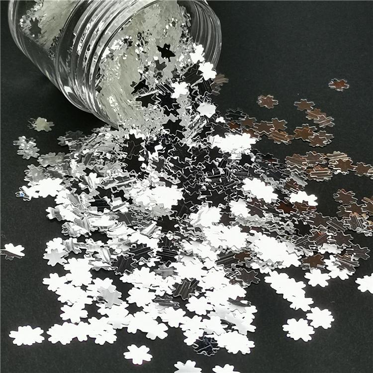 5mm Cherry Blossoms (Sakura) Shapes Mirror Silver Glitter GSY001