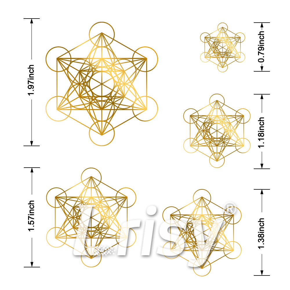 5 Size In 1 Set Metatron's Cube Coppering Metal Sticker Golden Charm ZJ306