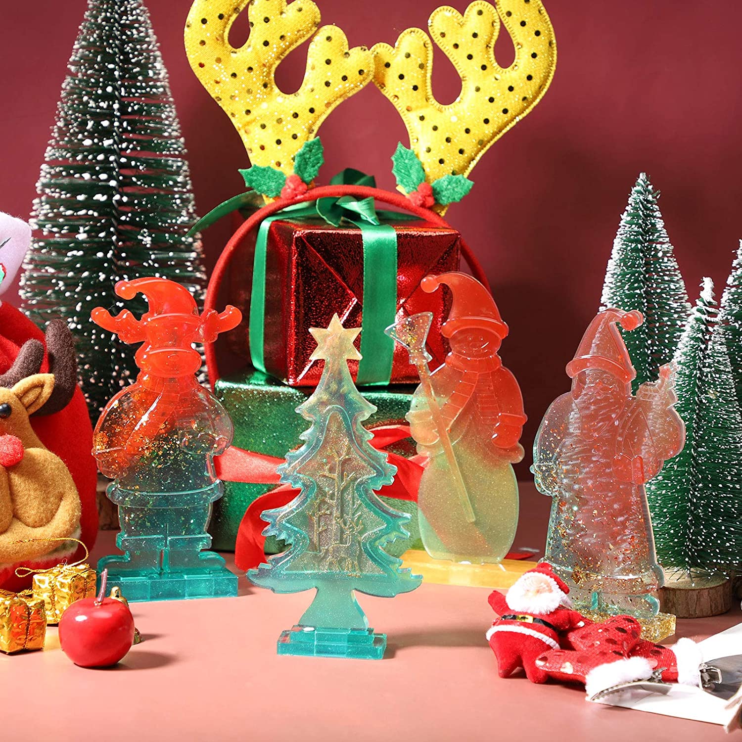4Pcs Christmas Snowman Tree Silicone Resin Mold M-YMR-SDZT005