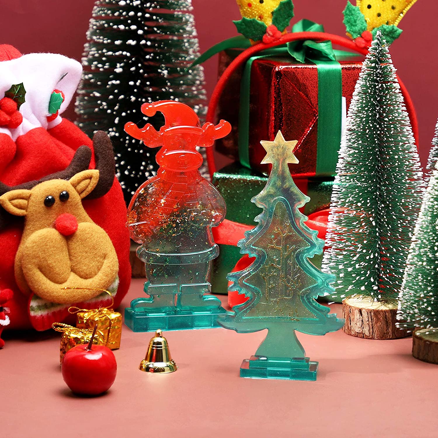 4Pcs Christmas Snowman Tree Silicone Resin Mold M-YMR-SDZT005