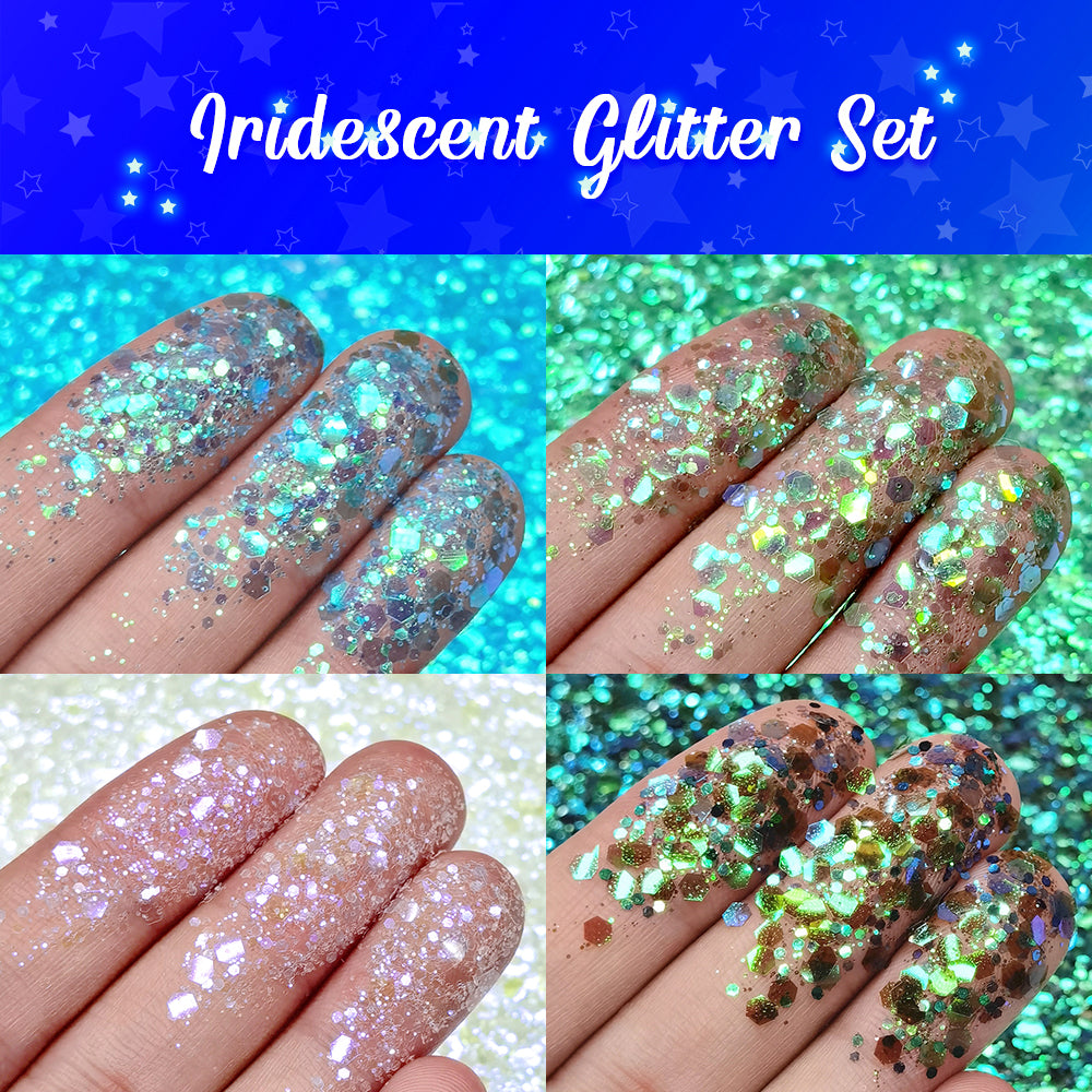 Lrisy Iridescent Glitter Set/Kits 12Pcs Of Color (Total 120g)