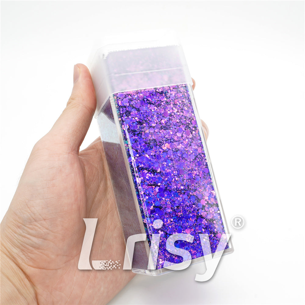 5 OZ Pack of 15 Pcs Square Glitter Shaker Jars 48 x 48 x 125mm