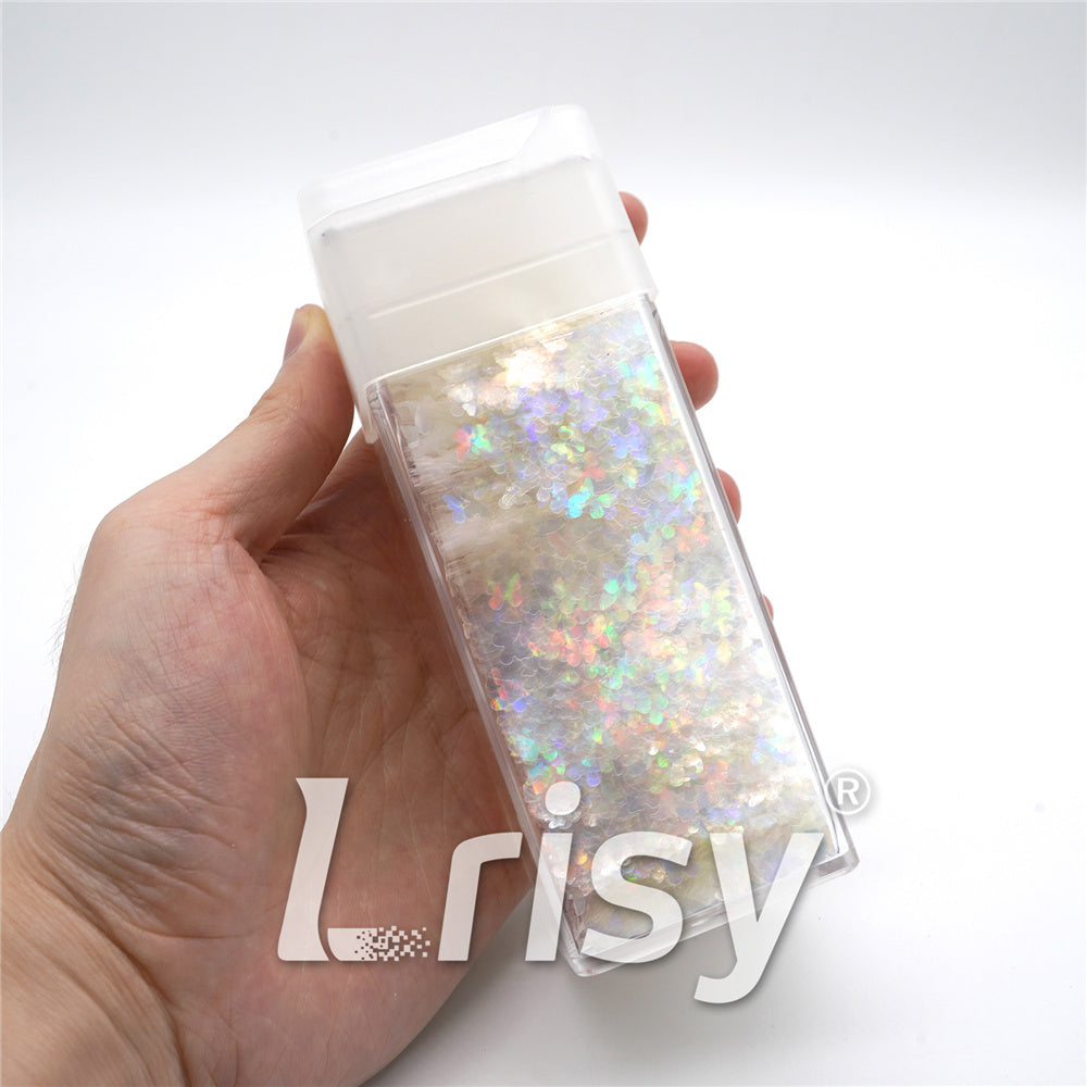 5 OZ Pack of 15 Pcs Square Glitter Shaker Jars 48 x 48 x 125mm