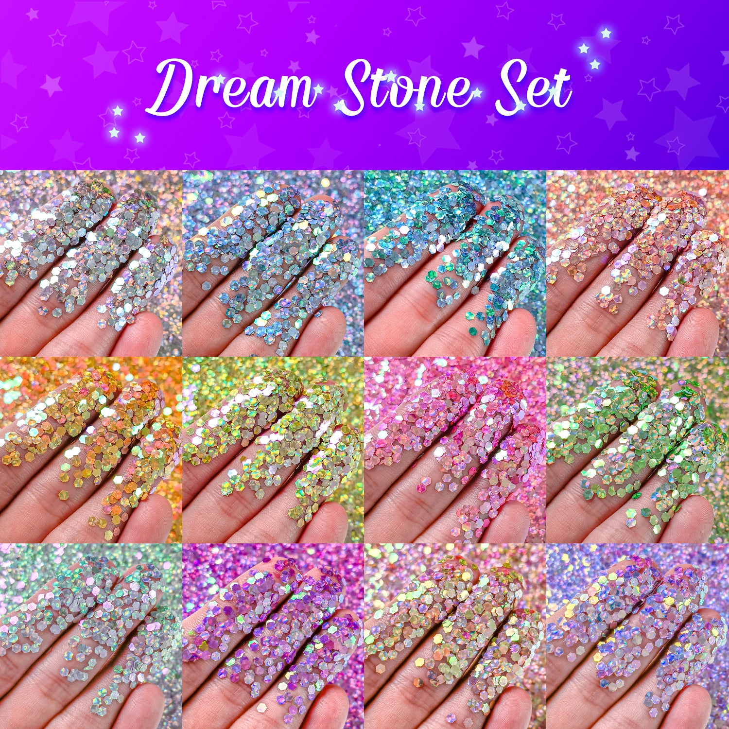 Lrisy Dream Stone Chunky Glitter Set 12 Colors