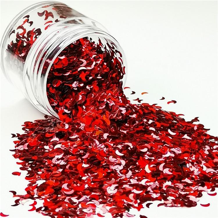 3mm Moon Shapes Laser Red Glitter LB0300