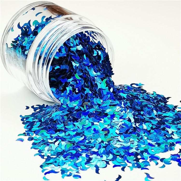 3mm Moon Shapes Laser Sky Blue Glitter LB0700