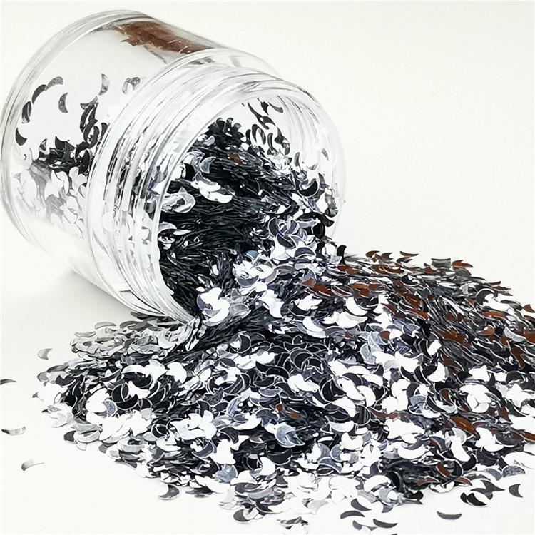 3mm Moon Shapes Silver Glitter B0100