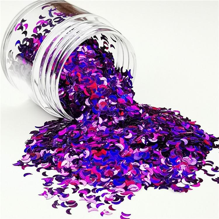 3mm Moon Shapes Laser Purple Glitter LB0800