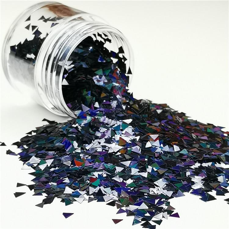3mm Triangle Shapes Laser Black Glitter LB01000