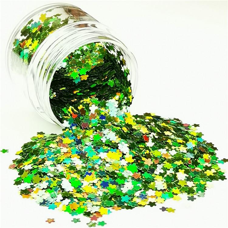 3mm Flower Shapes Laser Green Glitter LB0601