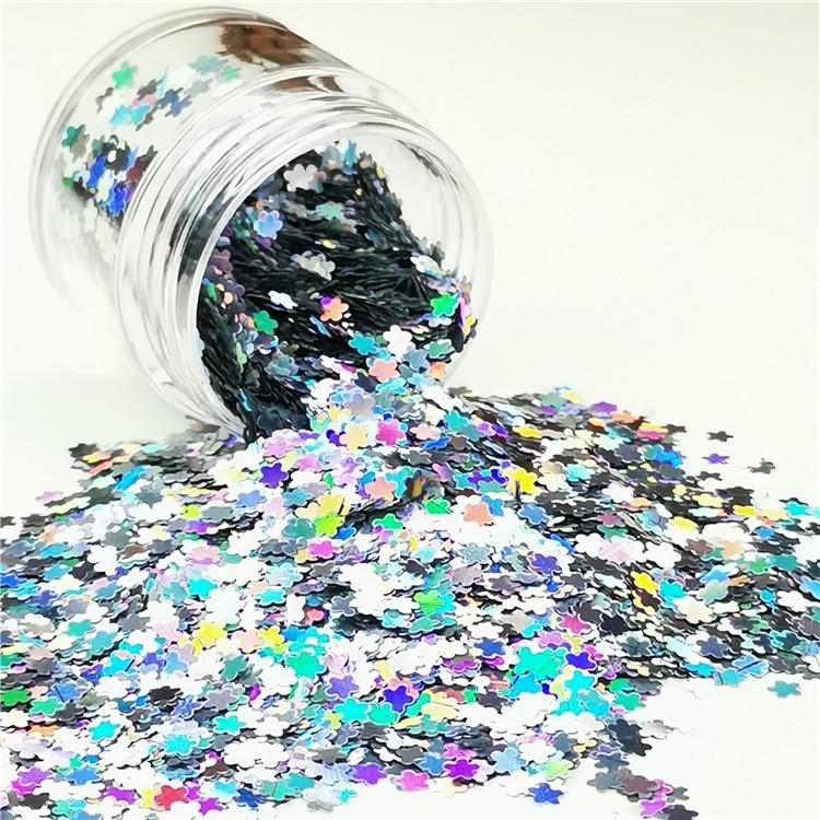 3mm Flower Shapes Laser Silver Glitter LB0100