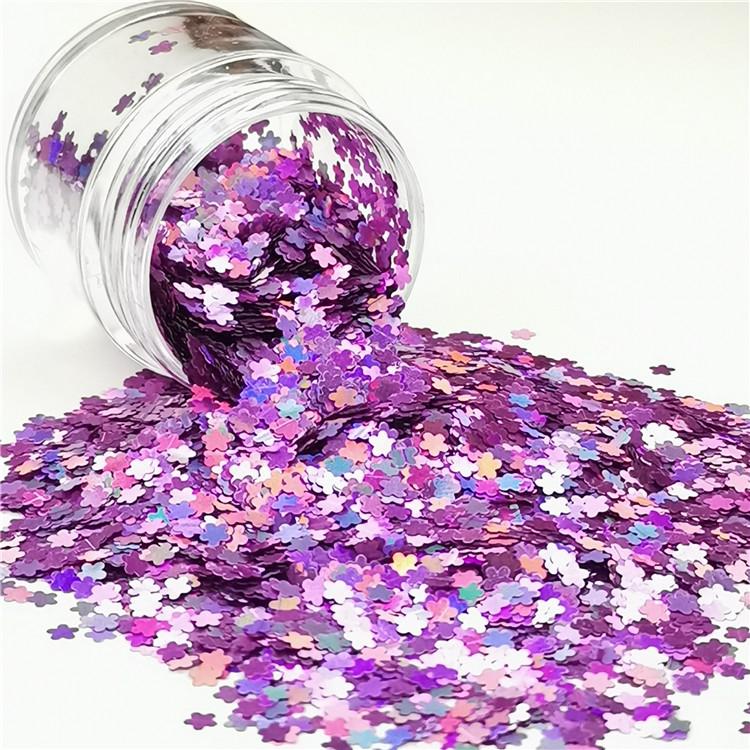 3mm Flower Shapes Laser Pink Glitter LB0901