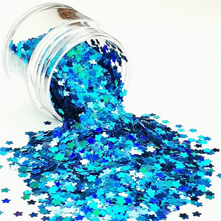 3mm Flower Shapes Laser Sky Blue Glitter LB0700