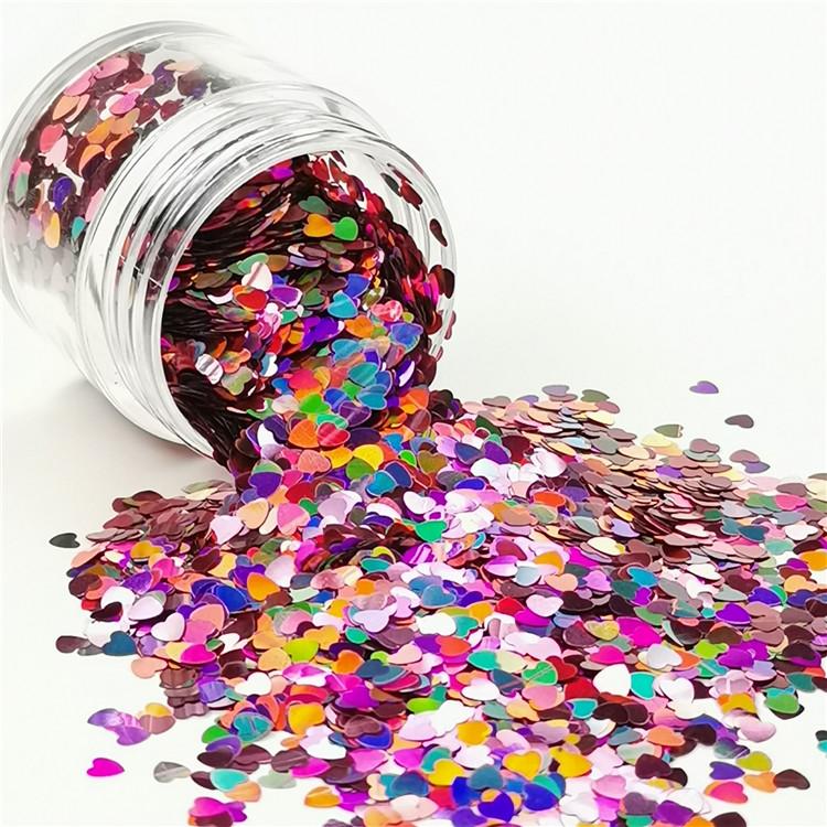 3mm Heart Shapes Laser Hazy Pink Glitter LB0911