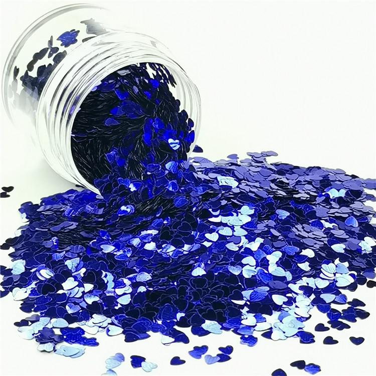 3mm Heart Shapes Sea Blue Glitter B0715