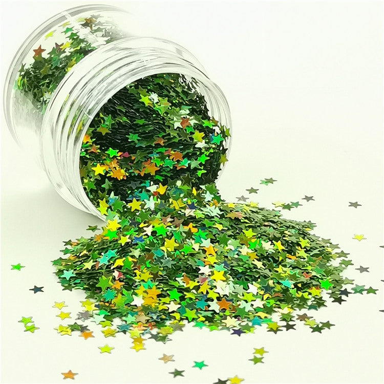 3mm Star Shapes Laser Green Glitter LB0601
