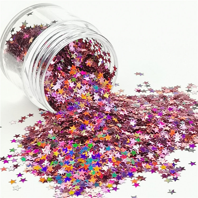 3mm Star Shapes Laser Hazy Pink Glitter LB0911