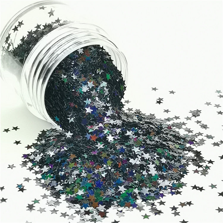 3mm Star Shapes Laser Black Glitter LB01000