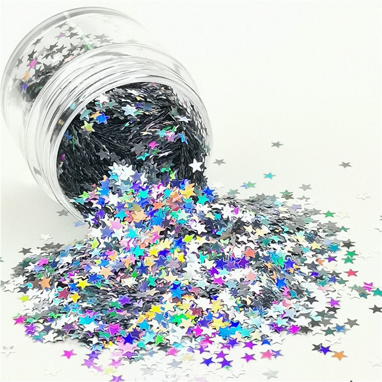 3mm Star Shapes Laser Silver Glitter LB0100