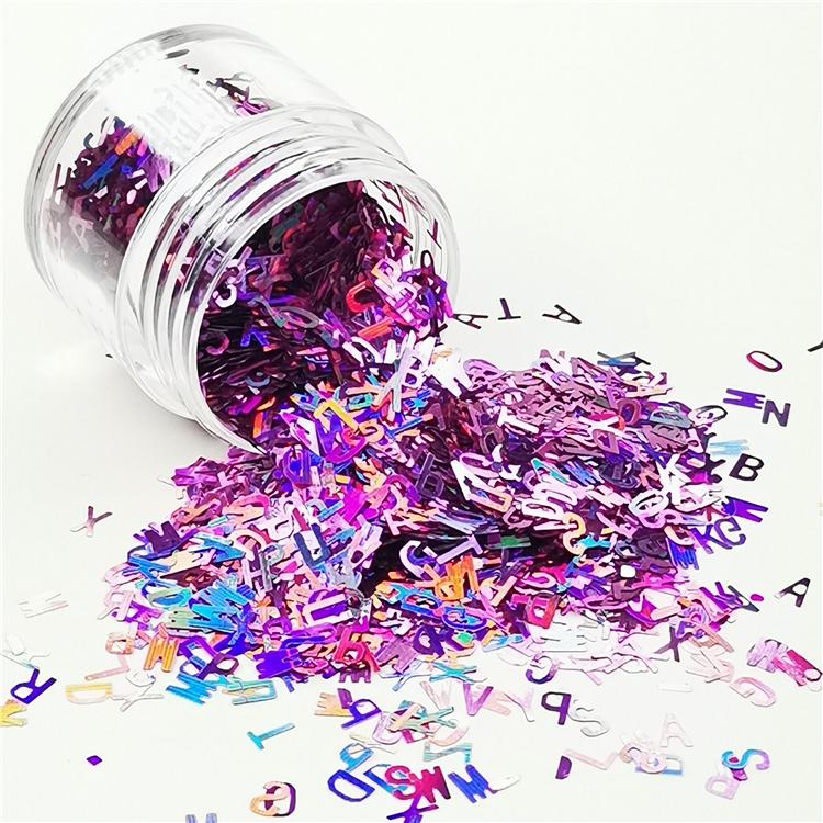 5mm Alphabet Shapes Laser Pink Glitter LB0901