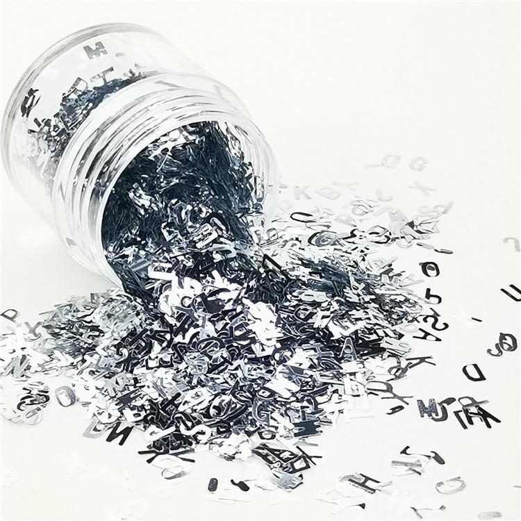 5mm Alphabet Shapes Silver Glitter B0100